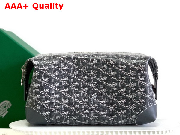 Goyard Boeing 25 Toilet Bag in Gray Goyardine Canvas and Clamecy Cowhide Replica