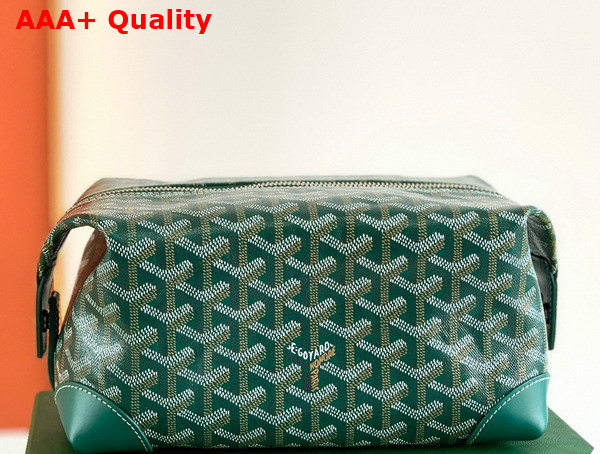 Goyard Boeing 25 Toilet Bag in Green Goyardine Canvas and Clamecy Cowhide Replica