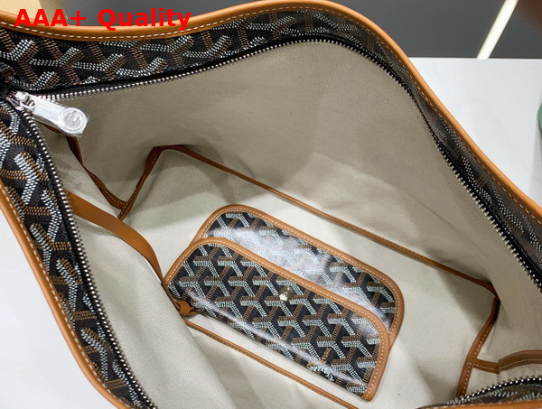 Goyard Boheme Hobo Bag in Black and Tan Goyardine Canvas and Chevroches Calfskin Replica