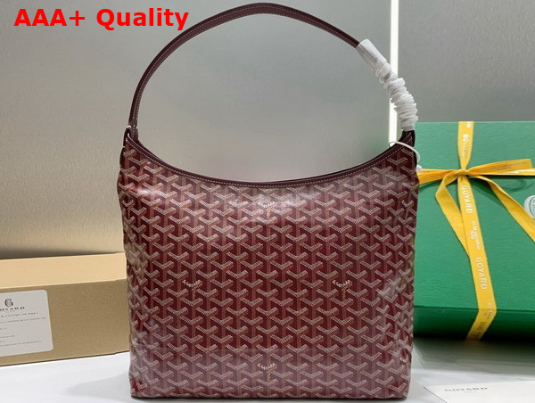 Goyard Boheme Hobo Bag in Burgundy Goyardine Canvas and Chevroches Calfskin Replica