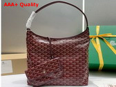 Goyard Boheme Hobo Bag in Burgundy Goyardine Canvas and Chevroches Calfskin Replica