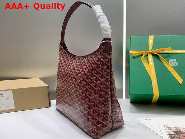 Goyard Boheme Hobo Bag in Burgundy Goyardine Canvas and Chevroches Calfskin Replica