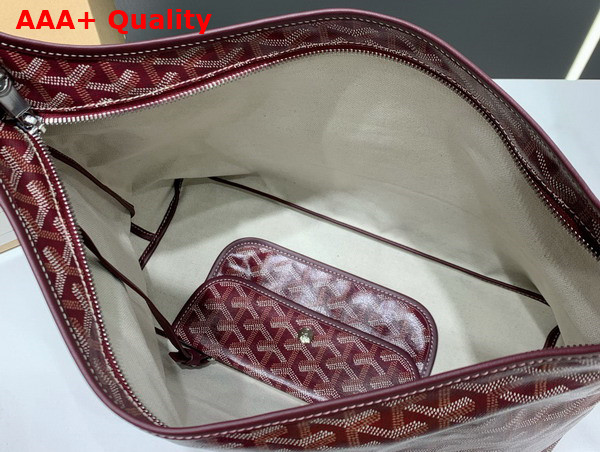 Goyard Boheme Hobo Bag in Burgundy Goyardine Canvas and Chevroches Calfskin Replica