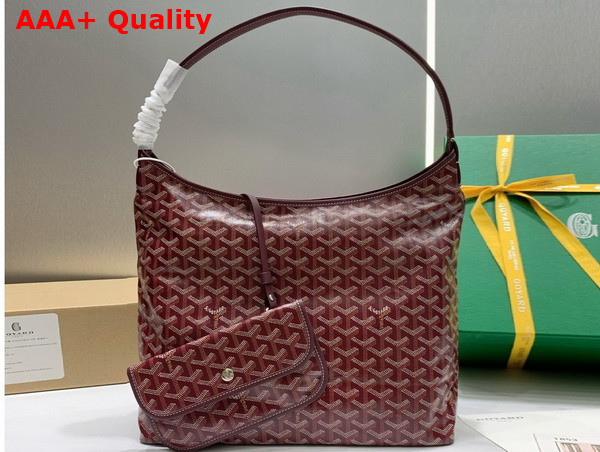 Goyard Boheme Hobo Bag in Burgundy Goyardine Canvas and Chevroches Calfskin Replica