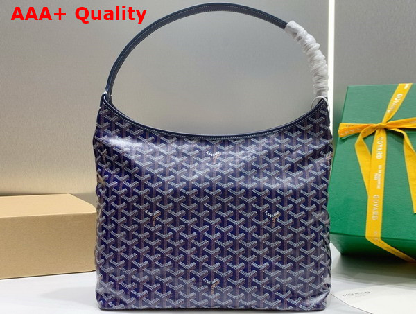 Goyard Boheme Hobo Bag in Navy Blue Goyardine Canvas and Chevroches Calfskin Replica