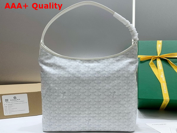 Goyard Boheme Hobo Bag in White Goyardine Canvas and Chevroches Calfskin Replica