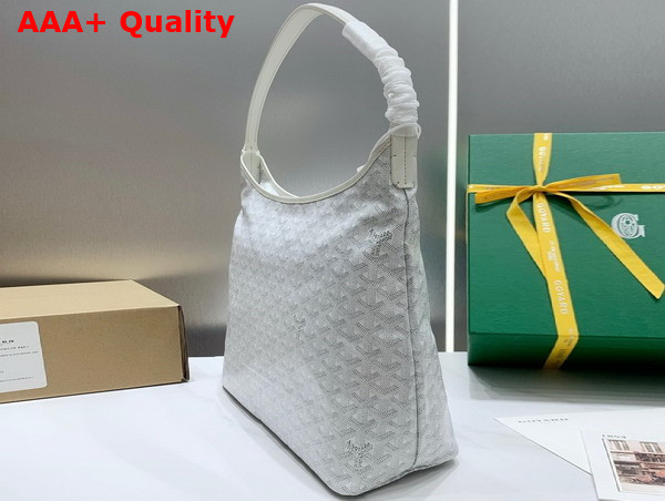 Goyard Boheme Hobo Bag in White Goyardine Canvas and Chevroches Calfskin Replica