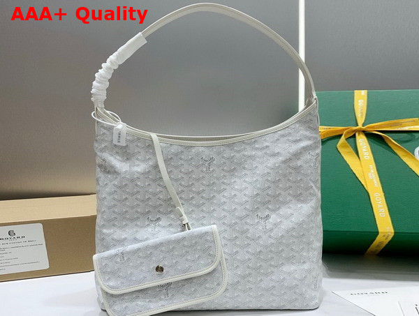 Goyard Boheme Hobo Bag in White Goyardine Canvas and Chevroches Calfskin Replica