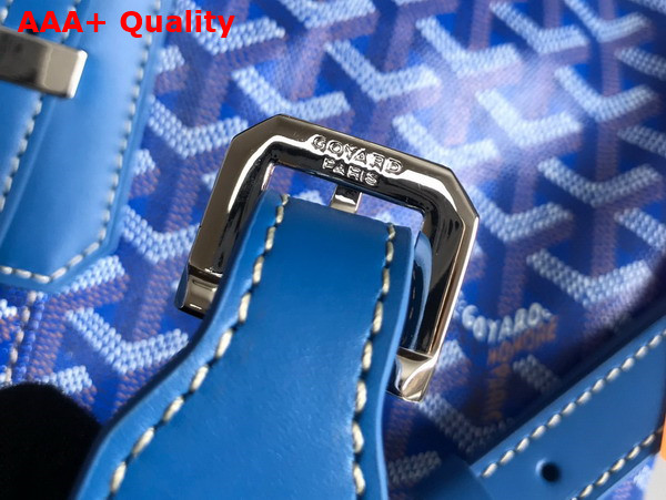 Goyard Boston 45 Bag in Blue Goyardine Canvas and Cervon Calfskin Replica