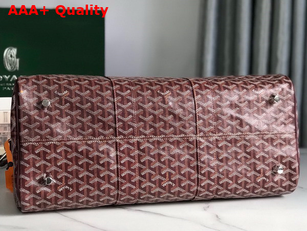 Goyard Boston 45 Bag in Burgundy Goyardine Canvas and Cervon Calfskin Replica