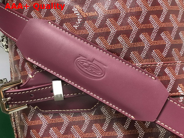 Goyard Boston 45 Bag in Burgundy Goyardine Canvas and Cervon Calfskin Replica