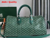 Goyard Boston 45 Bag in Green Goyardine Canvas and Cervon Calfskin Replica