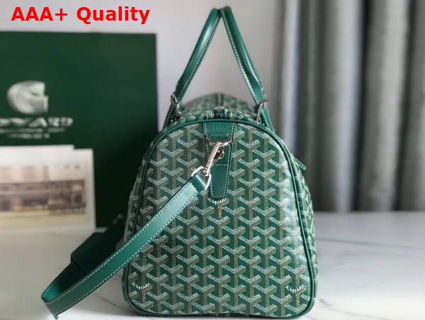 Goyard Boston 45 Bag in Green Goyardine Canvas and Cervon Calfskin Replica