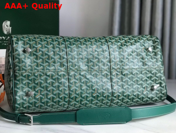 Goyard Boston 45 Bag in Green Goyardine Canvas and Cervon Calfskin Replica