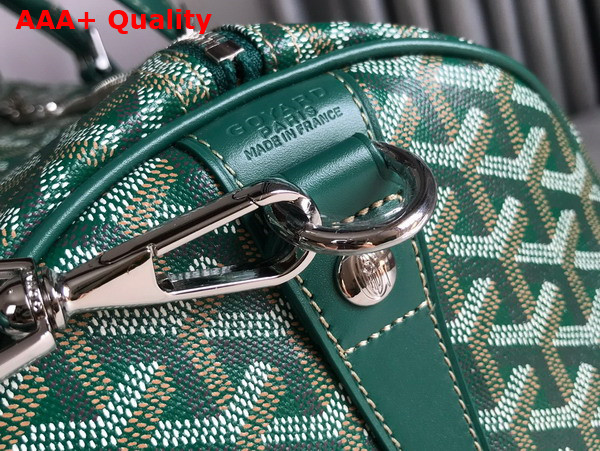 Goyard Boston 45 Bag in Green Goyardine Canvas and Cervon Calfskin Replica