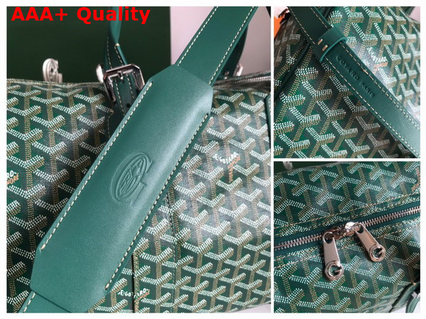 Goyard Boston 45 Bag in Green Goyardine Canvas and Cervon Calfskin Replica