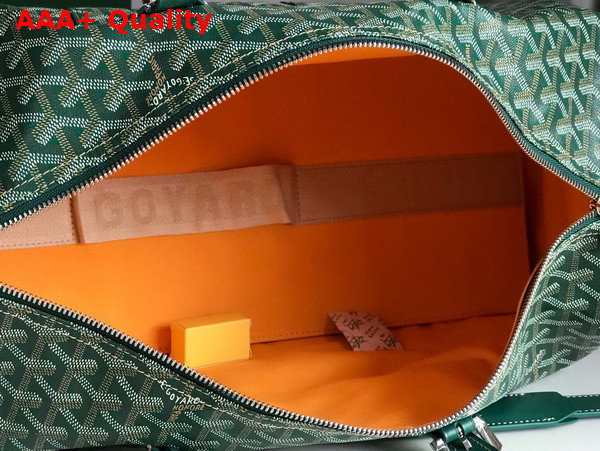 Goyard Boston 45 Bag in Green Goyardine Canvas and Cervon Calfskin Replica