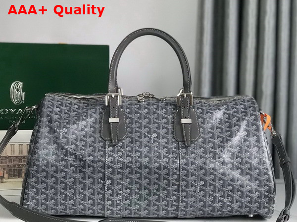 Goyard Boston 45 Bag in Grey Goyardine Canvas and Cervon Calfskin Replica