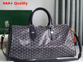 Goyard Boston 45 Bag in Navy Blue Goyardine Canvas and Cervon Calfskin Replica