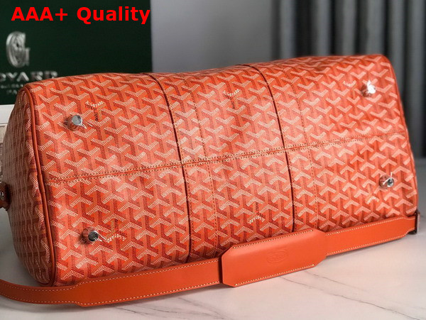 Goyard Boston 45 Bag in Orange Goyardine Canvas and Cervon Calfskin Replica