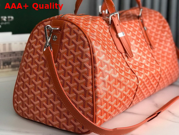 Goyard Boston 45 Bag in Orange Goyardine Canvas and Cervon Calfskin Replica