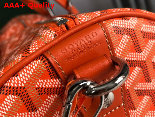 Goyard Boston 45 Bag in Orange Goyardine Canvas and Cervon Calfskin Replica