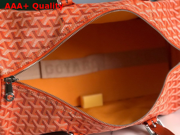 Goyard Boston 45 Bag in Orange Goyardine Canvas and Cervon Calfskin Replica