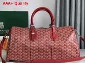 Goyard Boston 45 Bag in Red Goyardine Canvas and Cervon Calfskin Replica