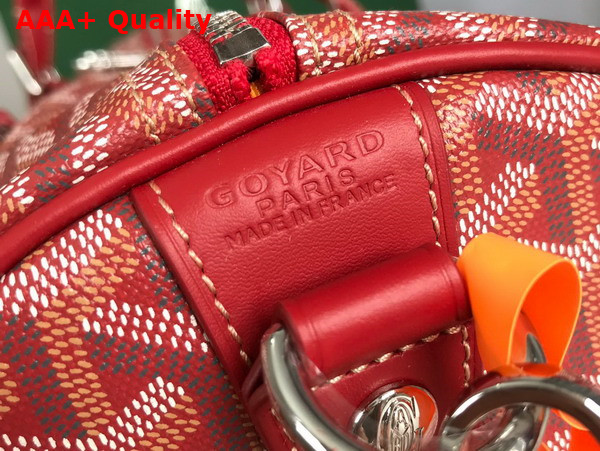 Goyard Boston 45 Bag in Red Goyardine Canvas and Cervon Calfskin Replica