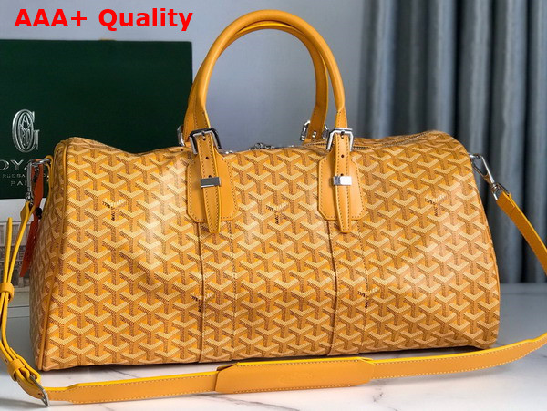 Goyard Boston 45 Bag in Yellow Goyardine Canvas and Cervon Calfskin Replica