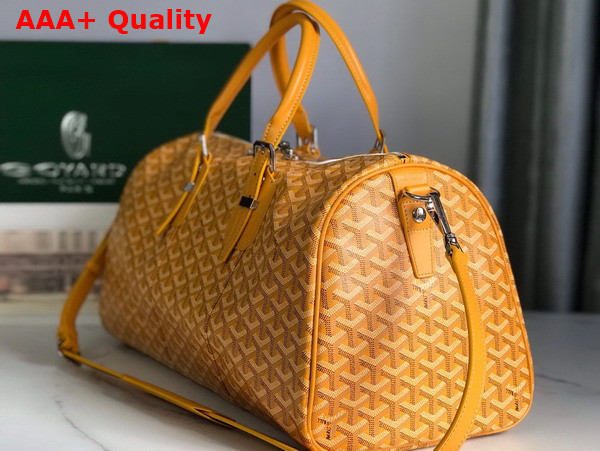 Goyard Boston 45 Bag in Yellow Goyardine Canvas and Cervon Calfskin Replica