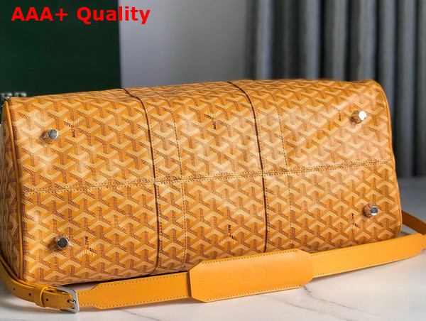 Goyard Boston 45 Bag in Yellow Goyardine Canvas and Cervon Calfskin Replica