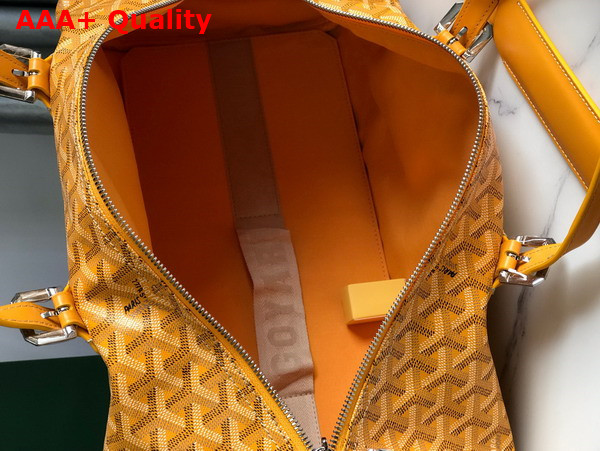 Goyard Boston 45 Bag in Yellow Goyardine Canvas and Cervon Calfskin Replica