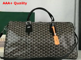 Goyard Boston 50 Bag in Black Goyardine Canvas and Cervon Calfskin Replica