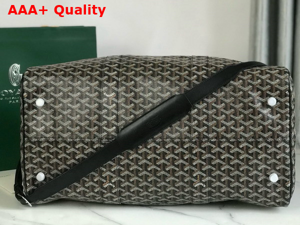 Goyard Boston 50 Bag in Black Goyardine Canvas and Cervon Calfskin Replica