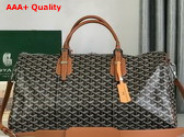 Goyard Boston 50 Bag in Black and Tan Goyardine Canvas and Cervon Calfskin Replica