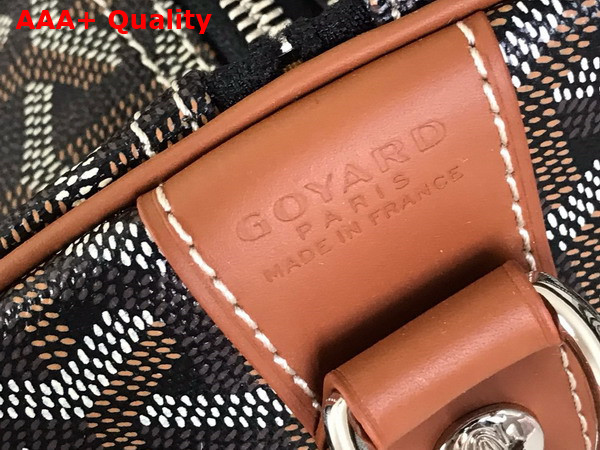 Goyard Boston 50 Bag in Black and Tan Goyardine Canvas and Cervon Calfskin Replica