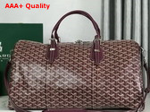 Goyard Boston 50 Bag in Burgundy Goyardine Canvas and Cervon Calfskin Replica