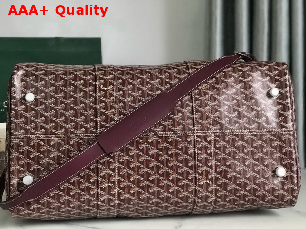 Goyard Boston 50 Bag in Burgundy Goyardine Canvas and Cervon Calfskin Replica