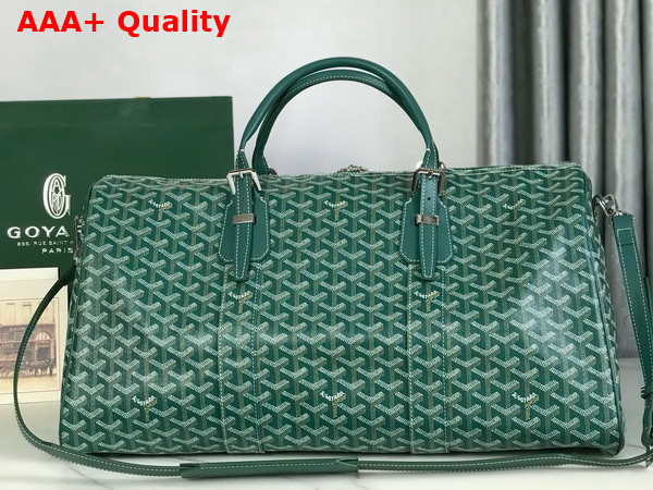 Goyard Boston 50 Bag in Green Goyardine Canvas and Cervon Calfskin Replica