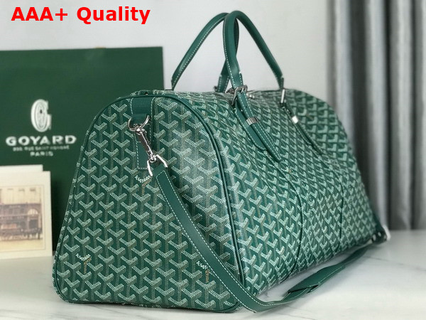 Goyard Boston 50 Bag in Green Goyardine Canvas and Cervon Calfskin Replica