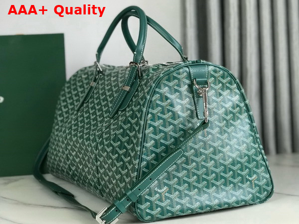 Goyard Boston 50 Bag in Green Goyardine Canvas and Cervon Calfskin Replica