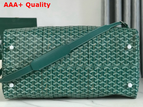 Goyard Boston 50 Bag in Green Goyardine Canvas and Cervon Calfskin Replica