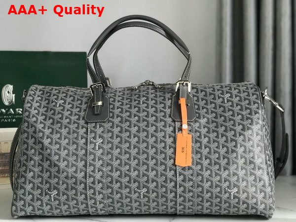 Goyard Boston 50 Bag in Grey Goyardine Canvas and Cervon Calfskin Replica