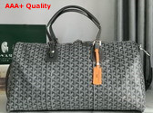 Goyard Boston 50 Bag in Grey Goyardine Canvas and Cervon Calfskin Replica