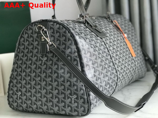 Goyard Boston 50 Bag in Grey Goyardine Canvas and Cervon Calfskin Replica