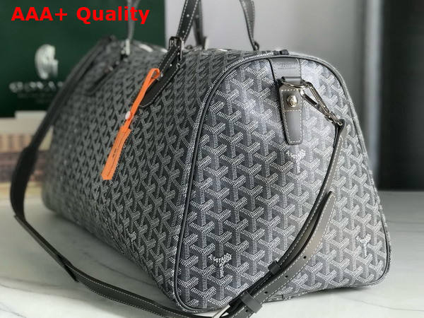 Goyard Boston 50 Bag in Grey Goyardine Canvas and Cervon Calfskin Replica