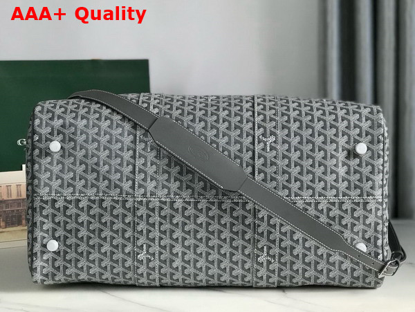 Goyard Boston 50 Bag in Grey Goyardine Canvas and Cervon Calfskin Replica