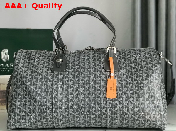 Goyard Boston 50 Bag in Grey Goyardine Canvas and Cervon Calfskin Replica