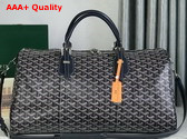 Goyard Boston 50 Bag in Navy Blue Goyardine Canvas and Cervon Calfskin Replica